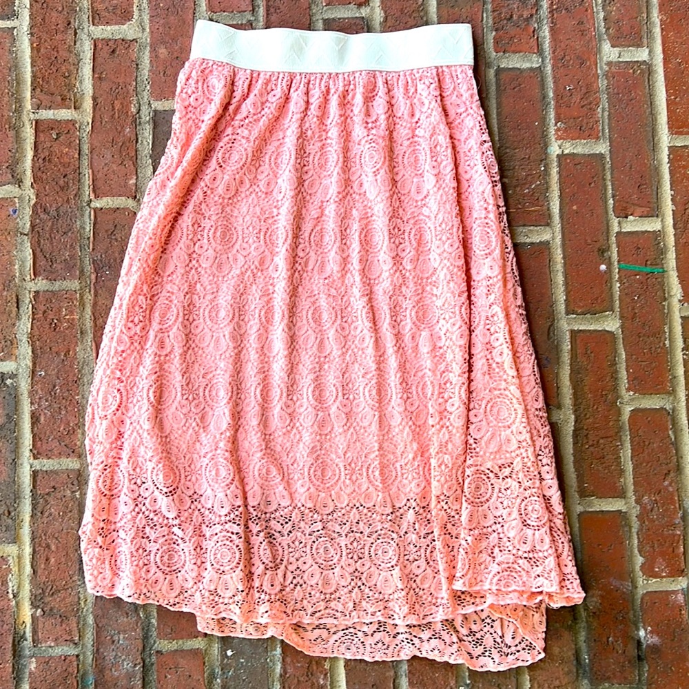 Lularoe Coral Skirt Lace NWOT